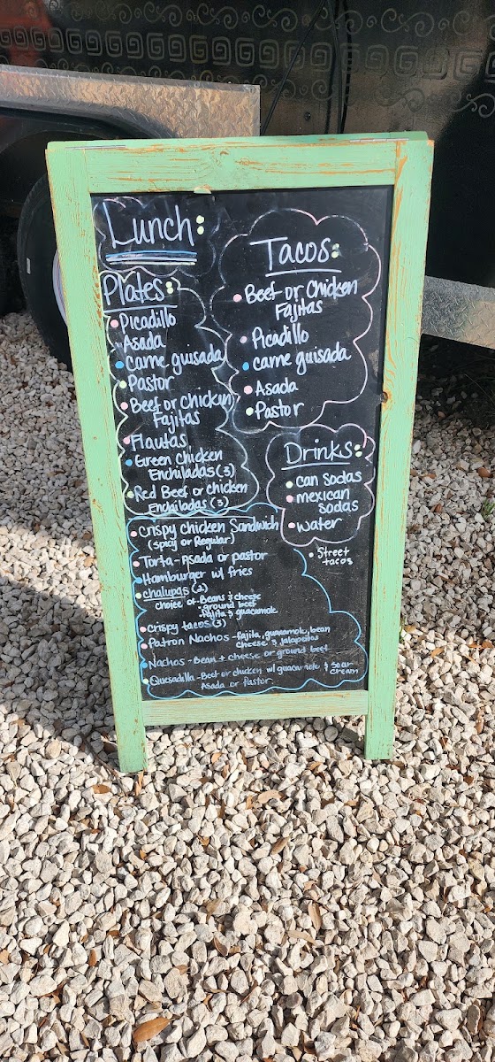 Taqueria El Patron menu board