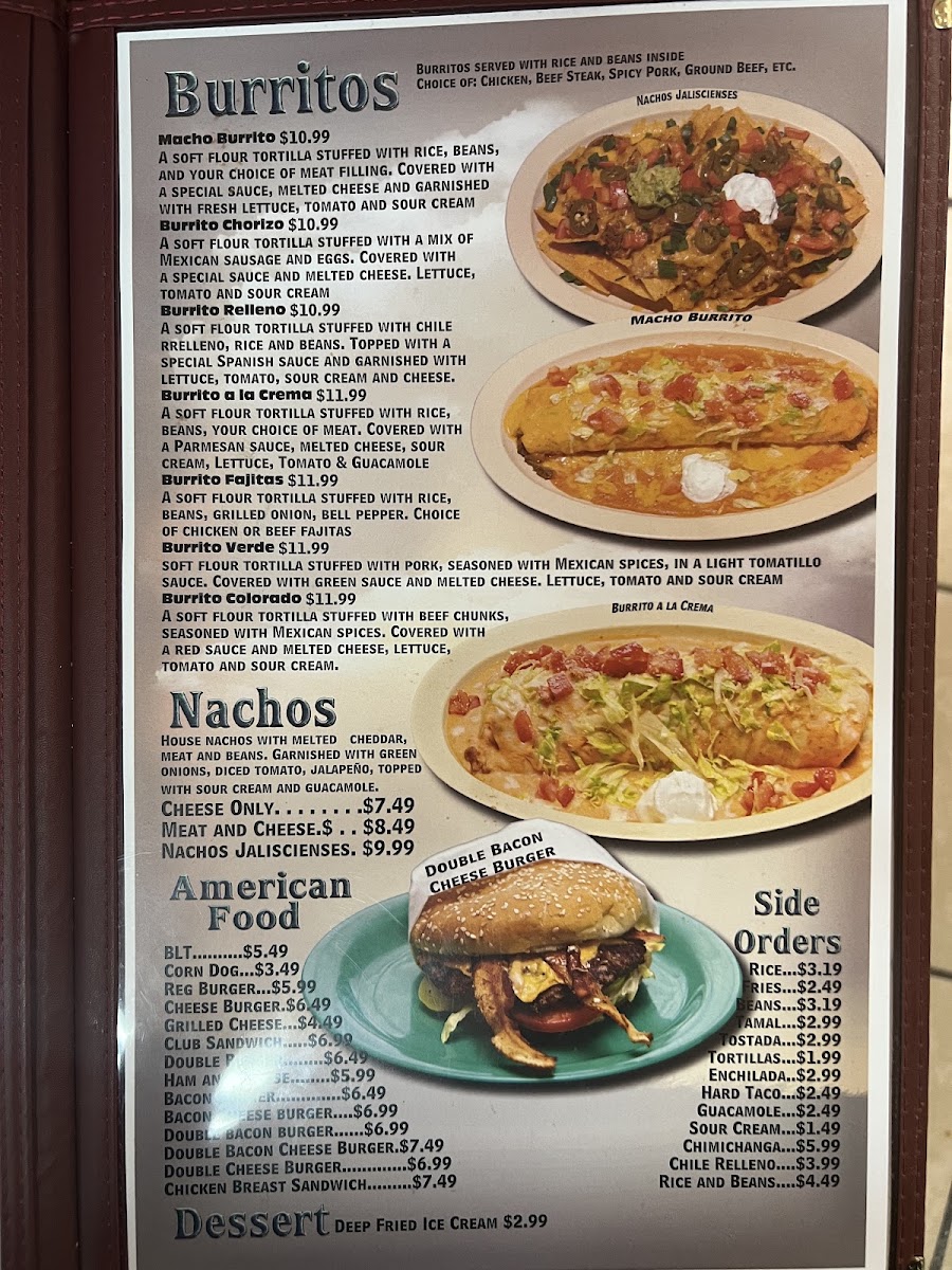 Tres Hermanos 2 menu board