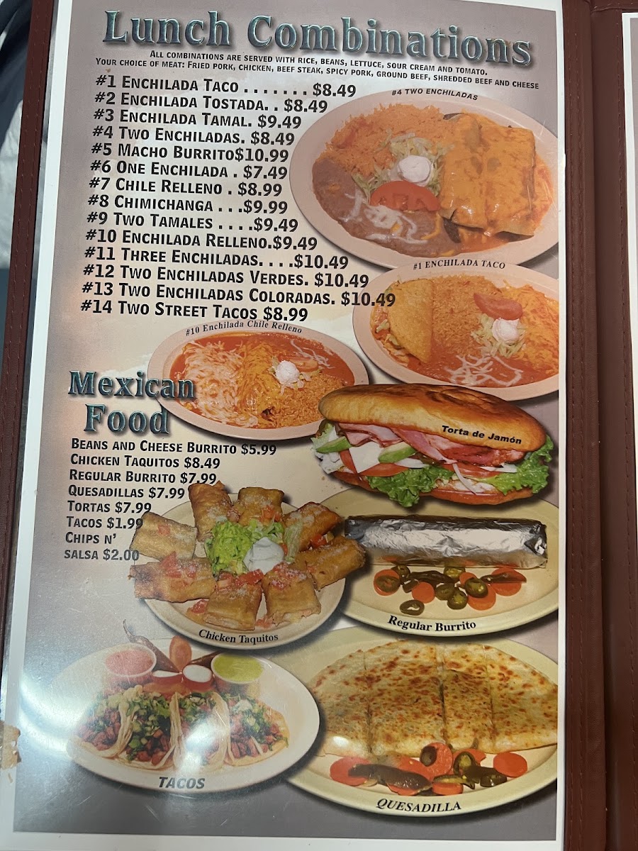 Tres Hermanos 2 menu board