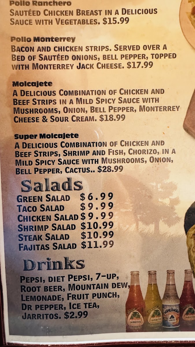 Tres Hermanos 2 menu board