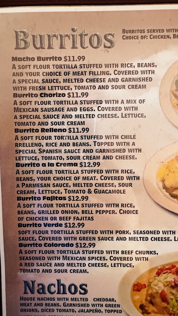 Tres Hermanos 2 menu board