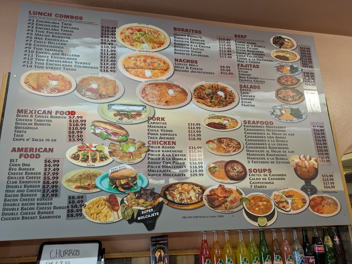 Tres Hermanos 2 menu board