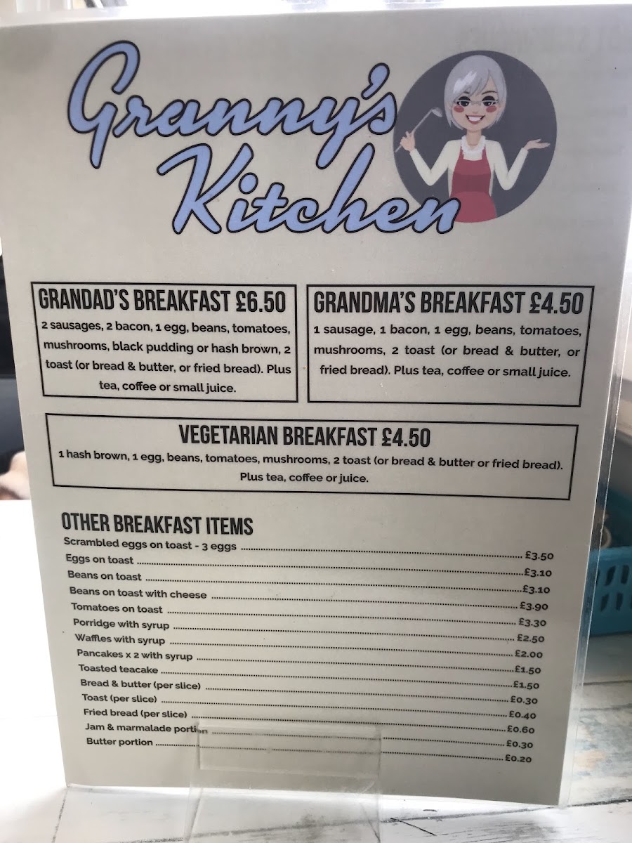 Granny's kitchen menu board