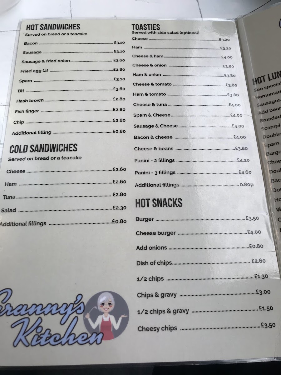 Granny's kitchen menu board
