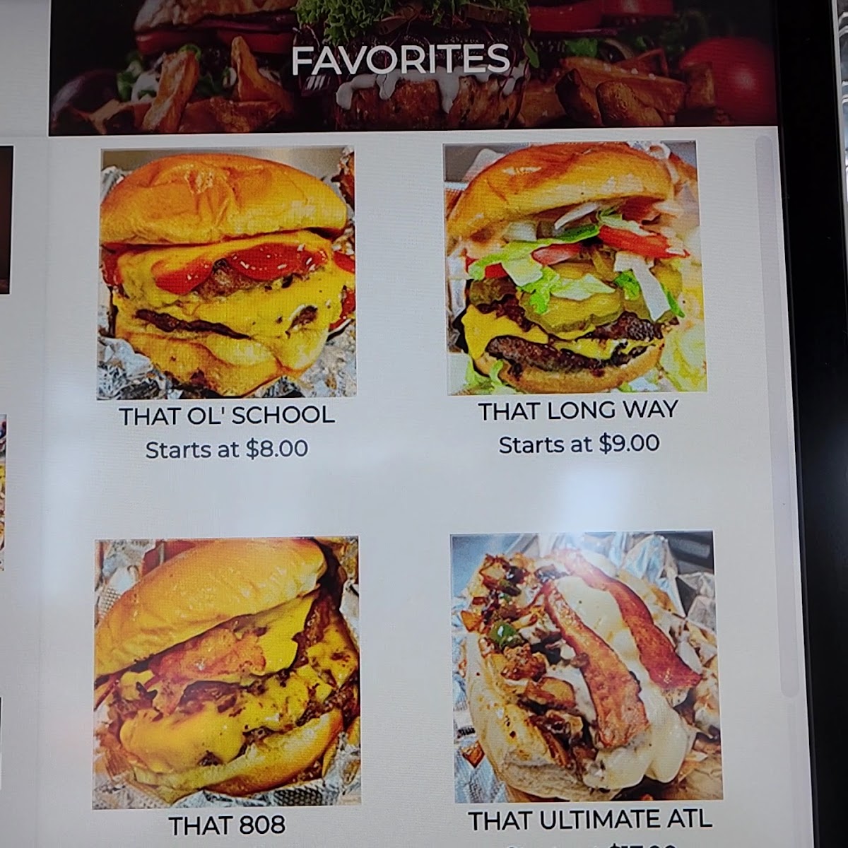THAT Burger Spot! #4 menu board
