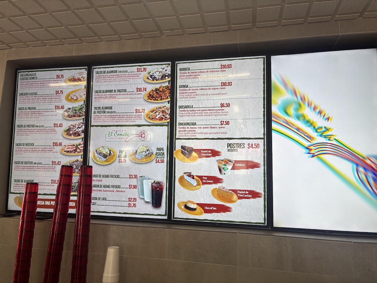 El Cometa menu board