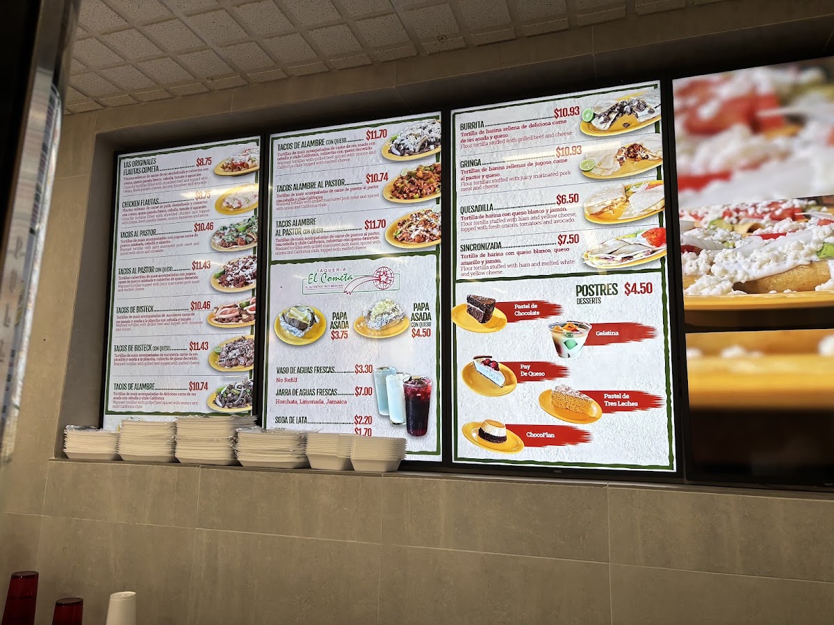 El Cometa menu board
