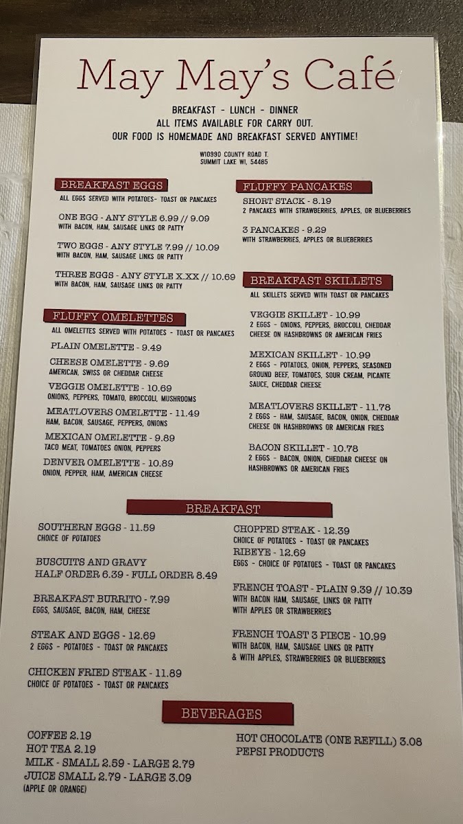 MayMay’s Cafe menu board