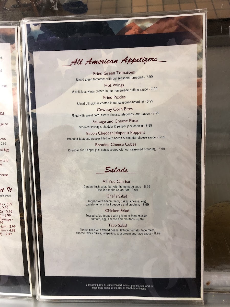All American Restaurant menu board