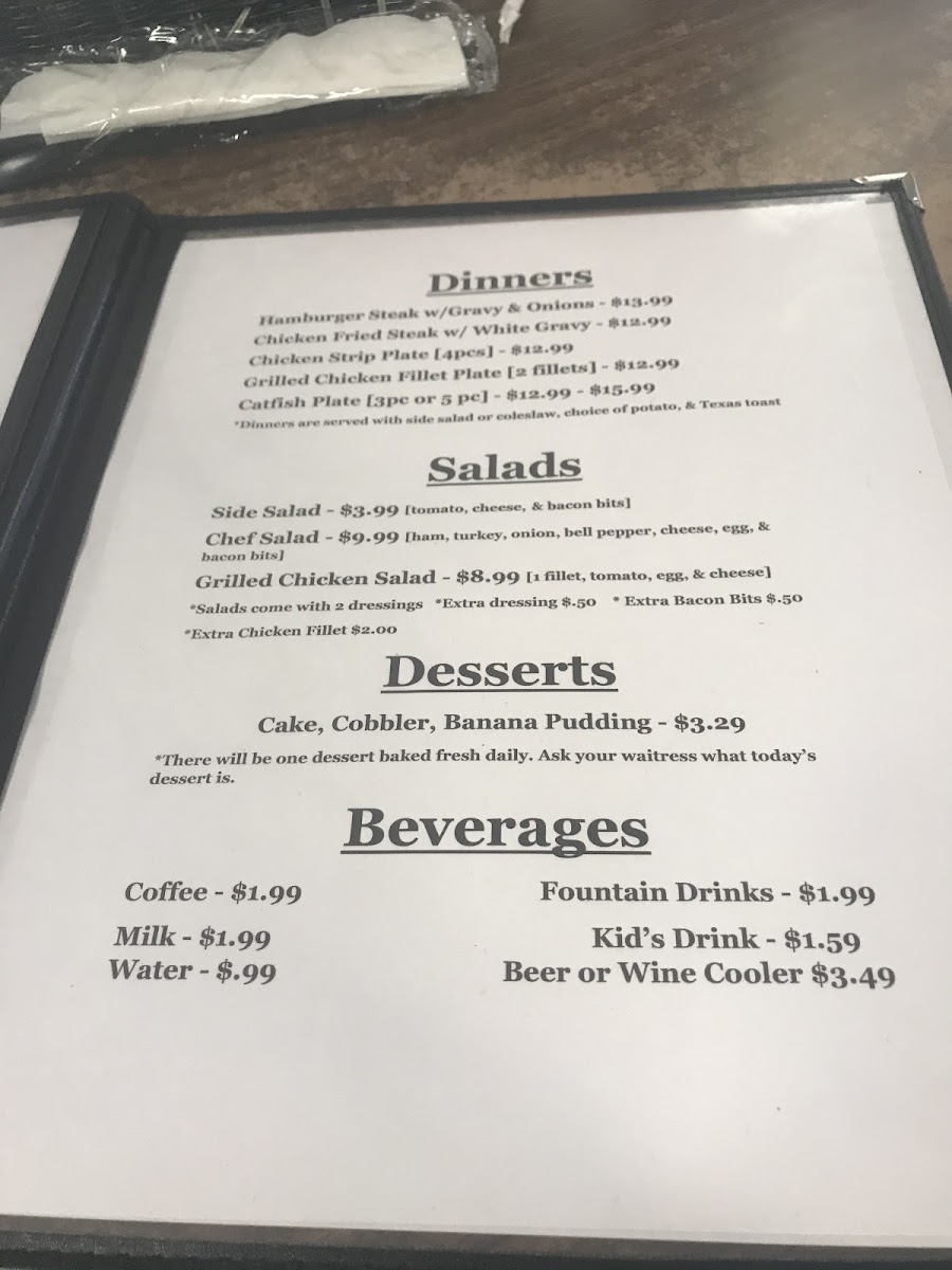 All American Restaurant menu board