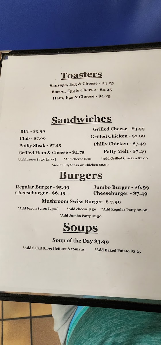 All American Restaurant menu board