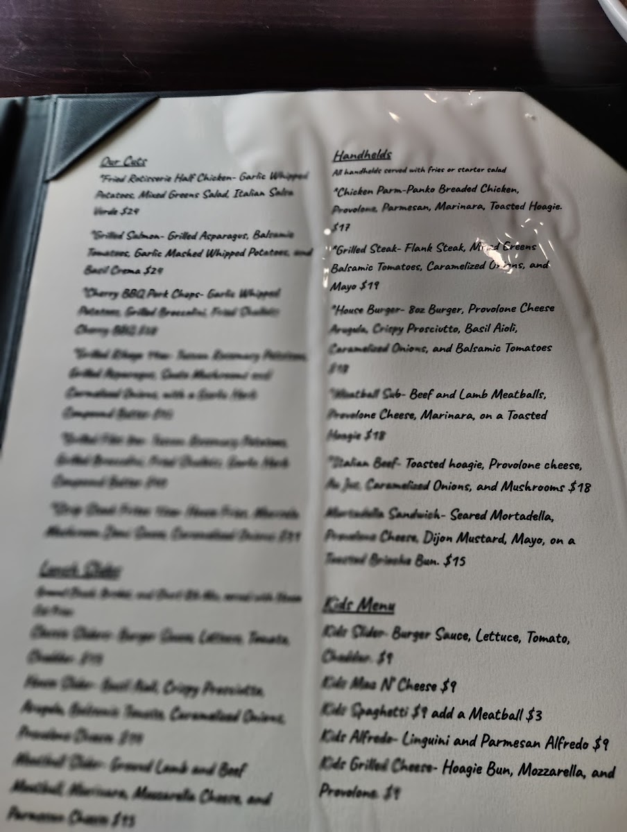 Prime Cuts Italian Steakhouse menu board