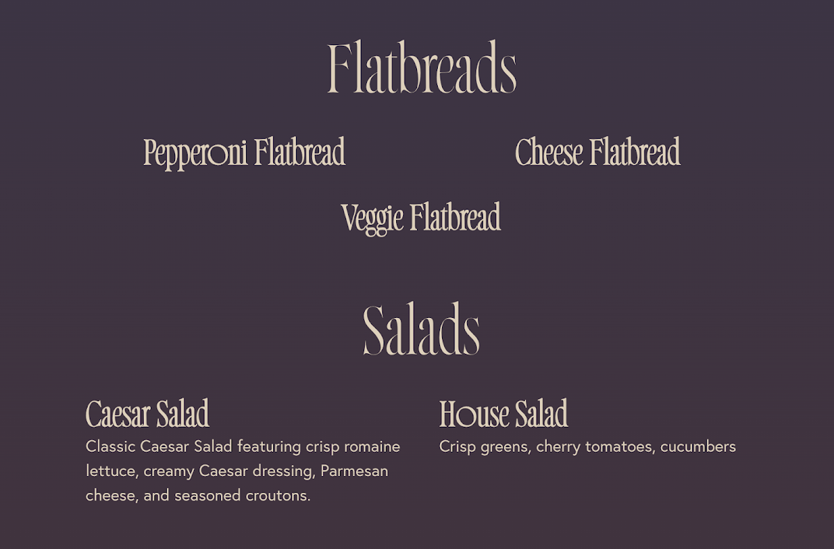 Mariluna Beach Bar menu board