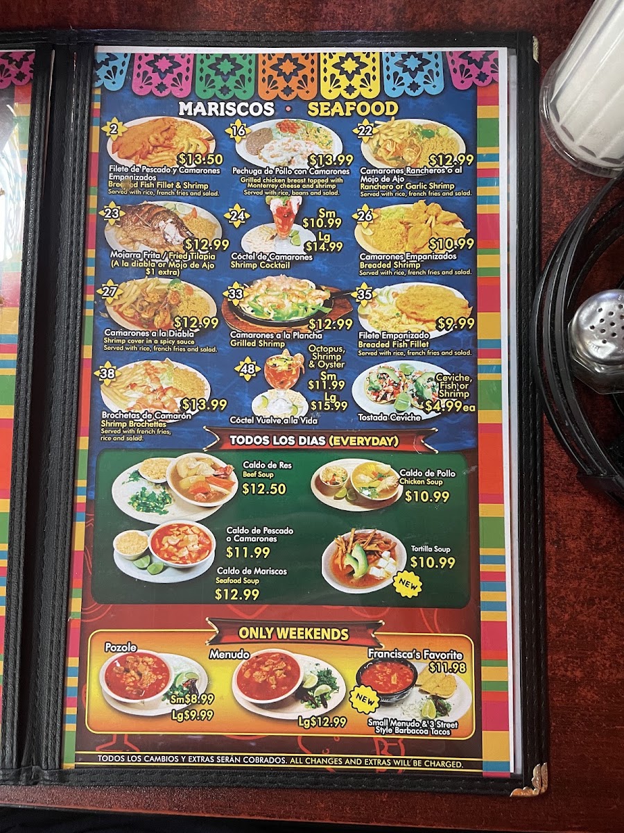 Taqueria mi pueblito menu board