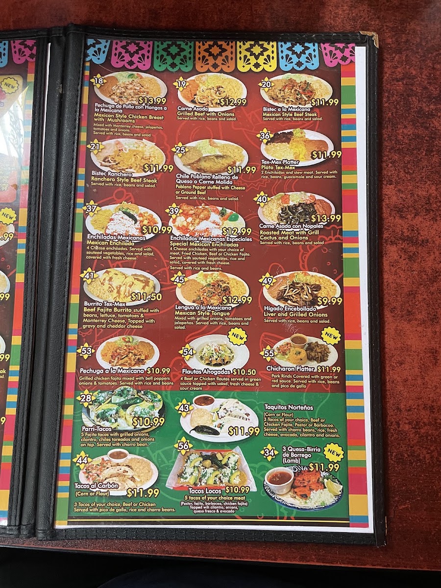 Taqueria mi pueblito menu board