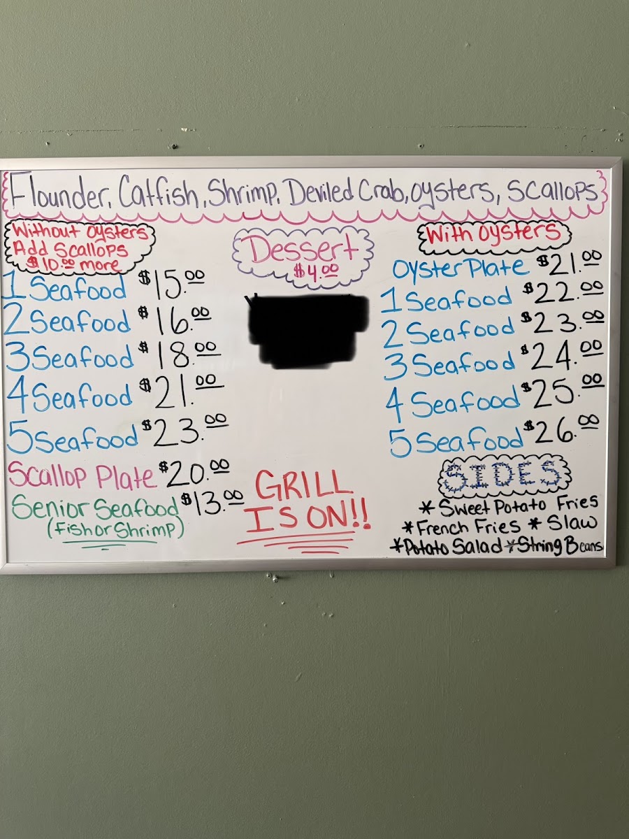 Chinquapin Restaurant menu board