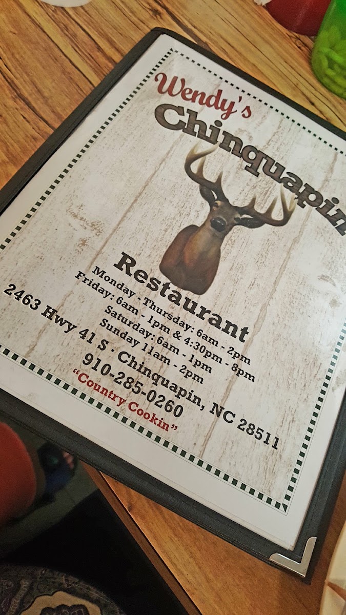 Chinquapin Restaurant menu board