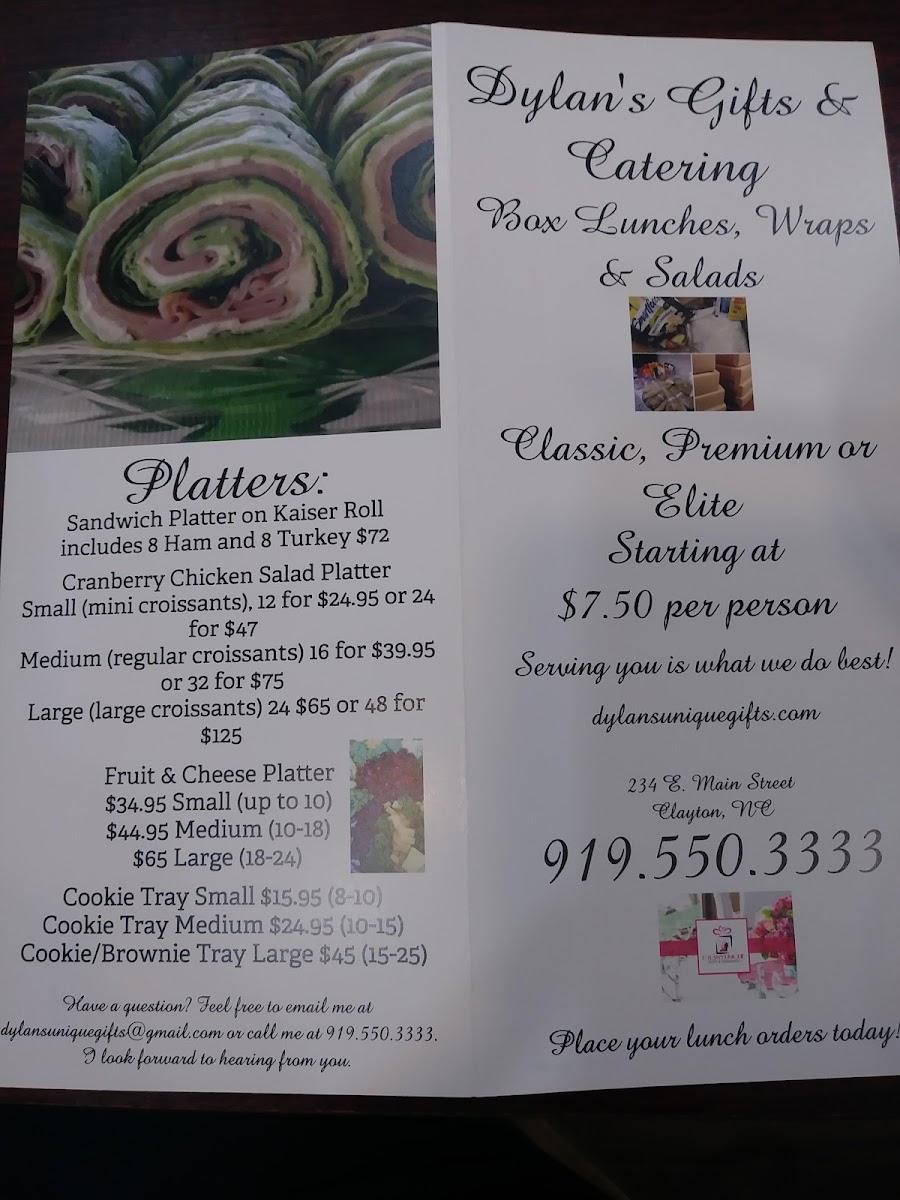 Dylan's Cafe & Deli menu board
