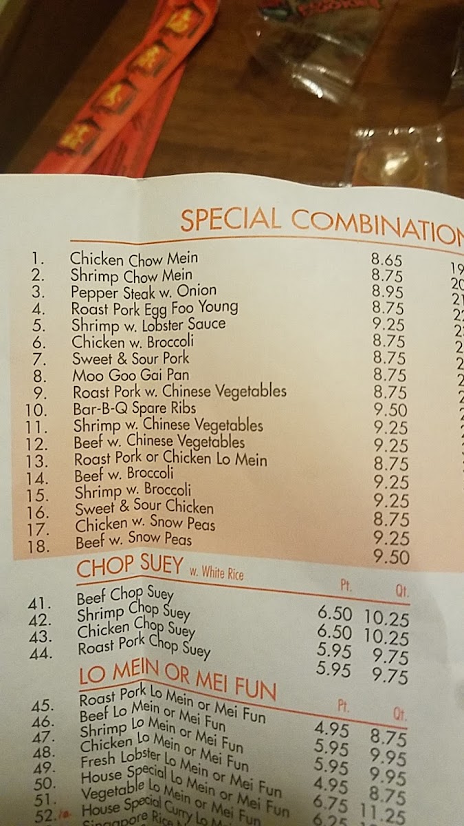 New Peking menu board