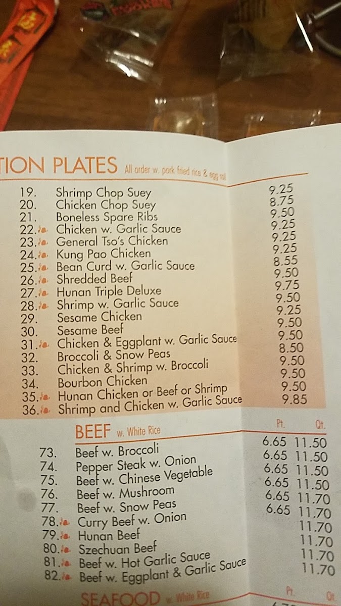 New Peking menu board