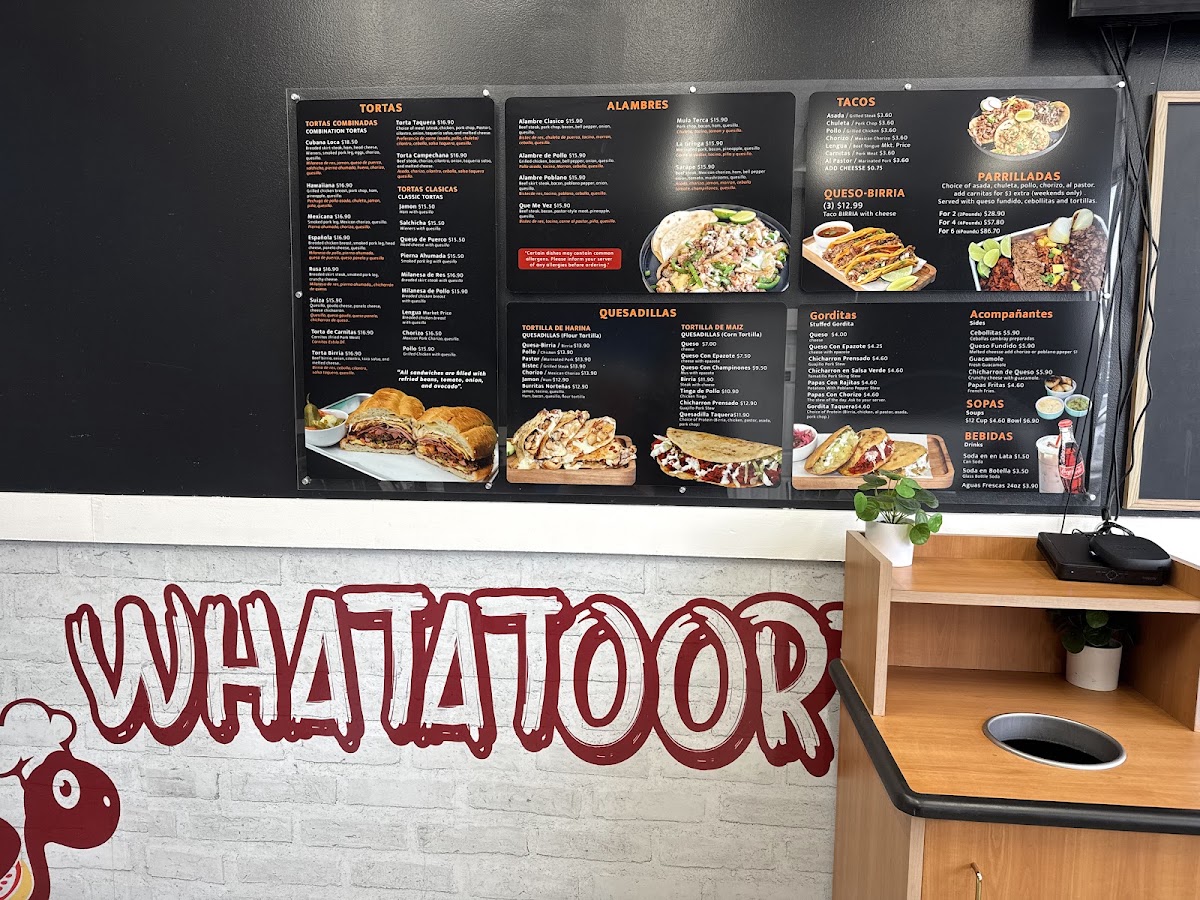 Toortugas Mexican Torteria menu board