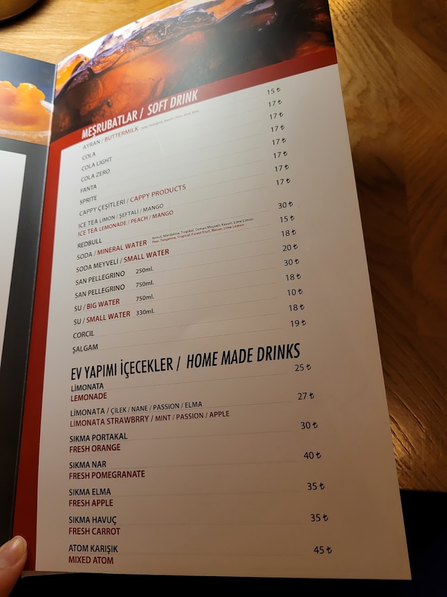 Dosso Dossi Cafe & Brasserie / Çengelköy menu board