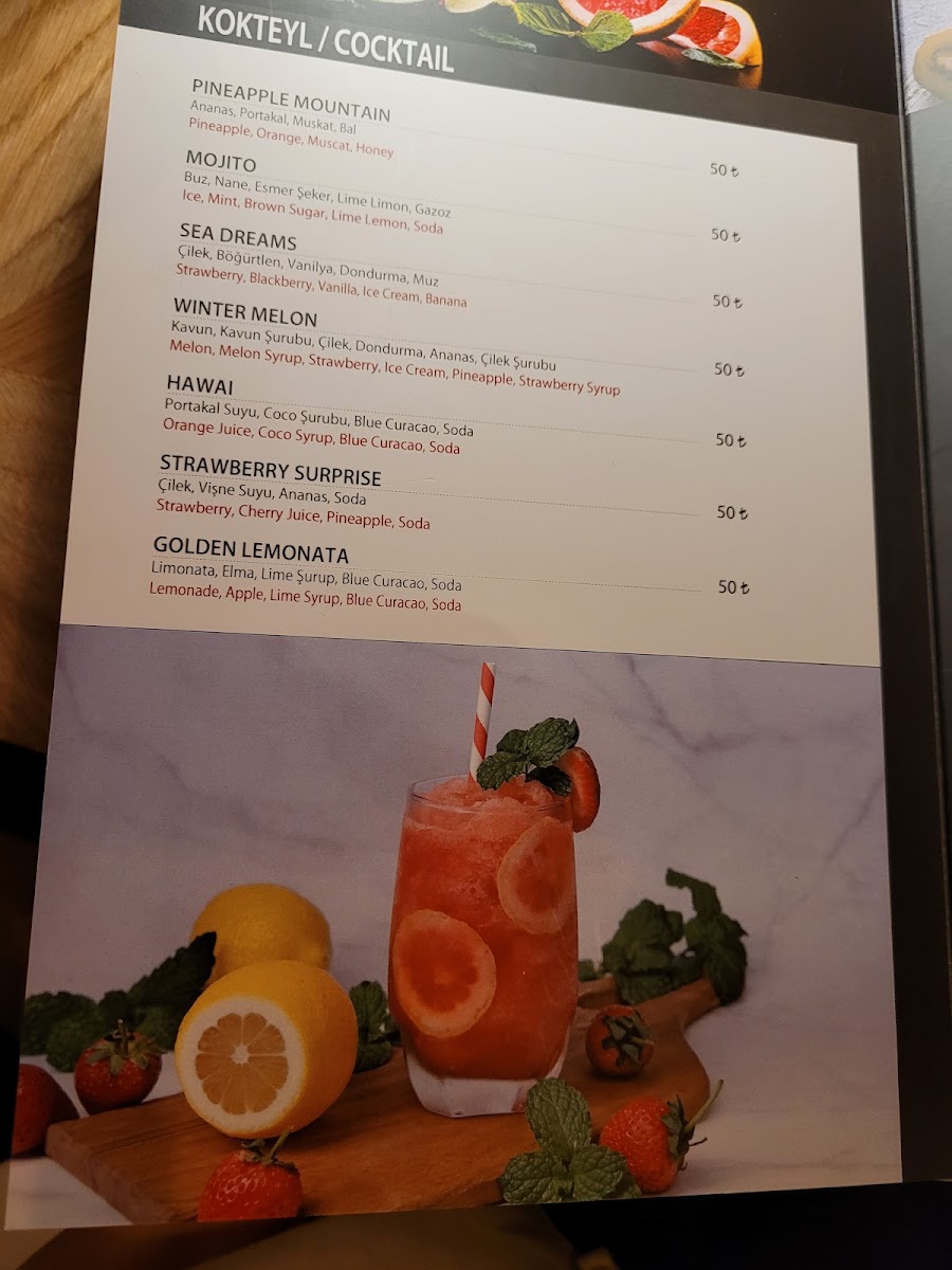 Dosso Dossi Cafe & Brasserie / Çengelköy menu board