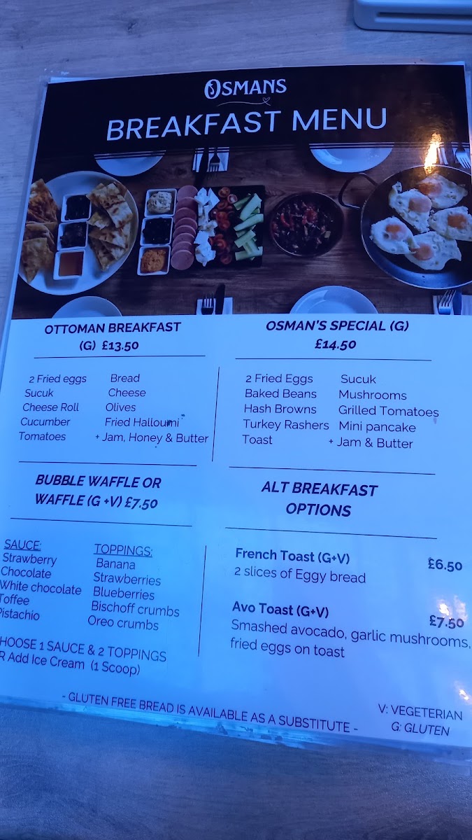 Osmans menu board