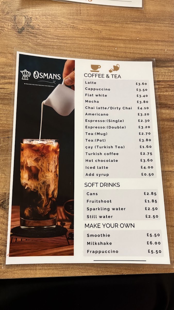 Osmans menu board