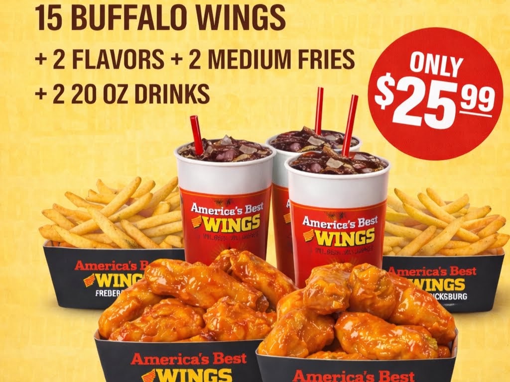 America’s Best Wings - Southern Gateway menu board