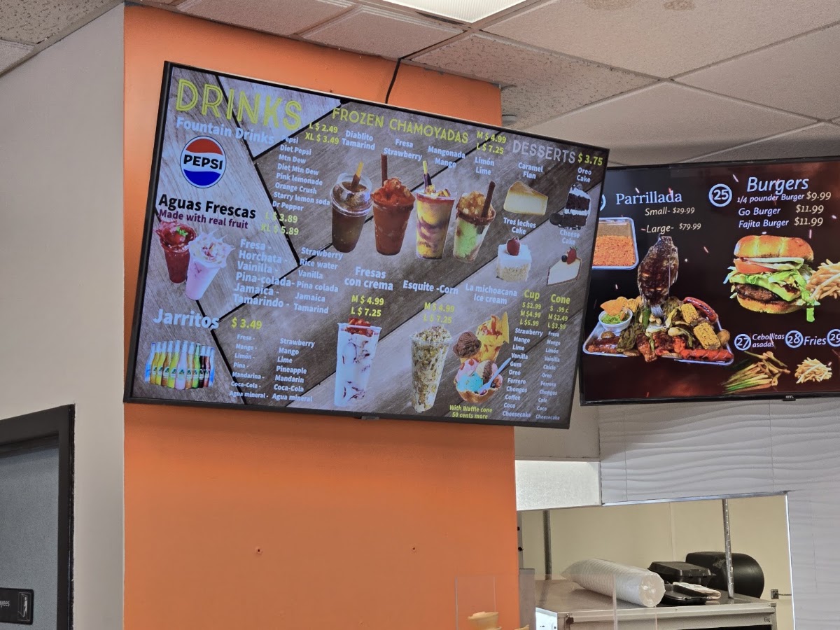 Go Tacos menu board