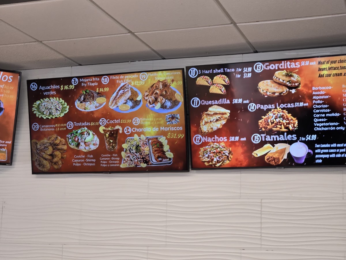 Go Tacos menu board