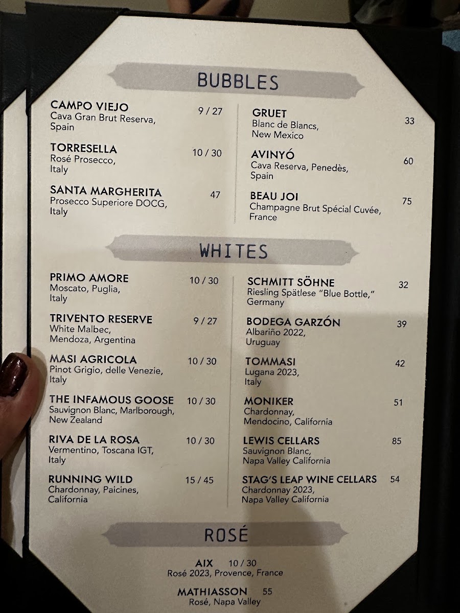 Captains Cove menu board