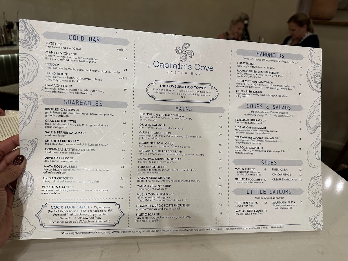 Captains Cove menu board
