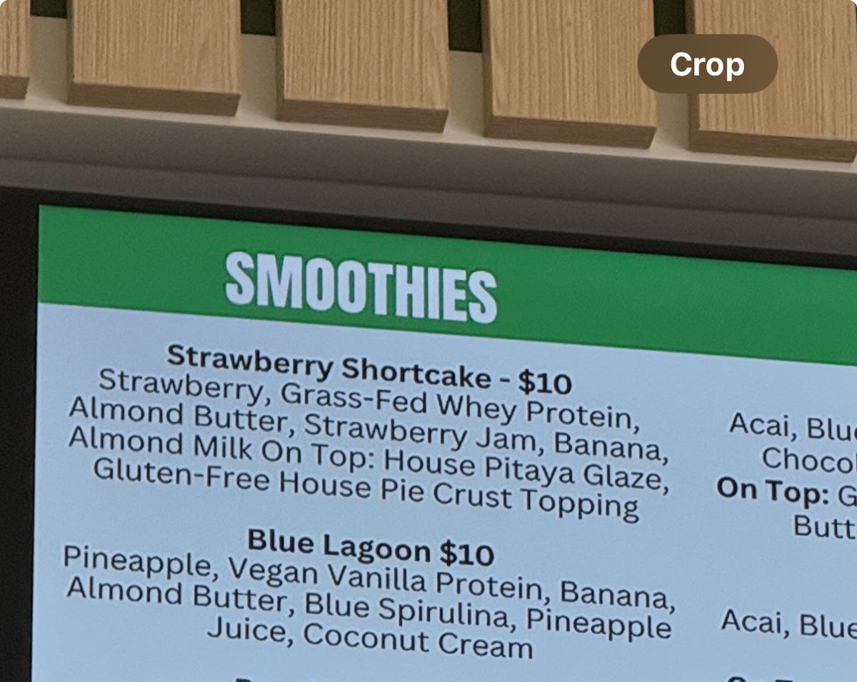 Bona Fide Juicery menu board