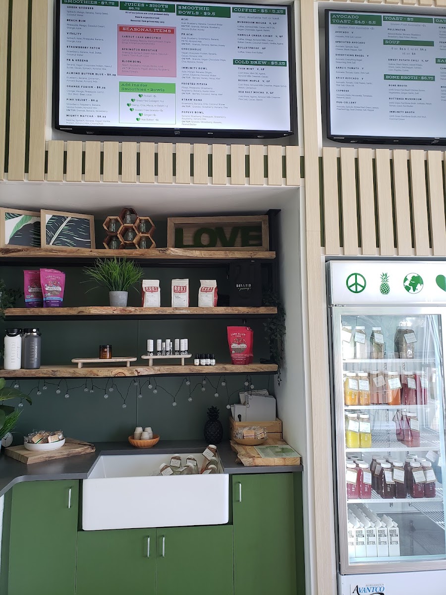 Bona Fide Juicery menu board