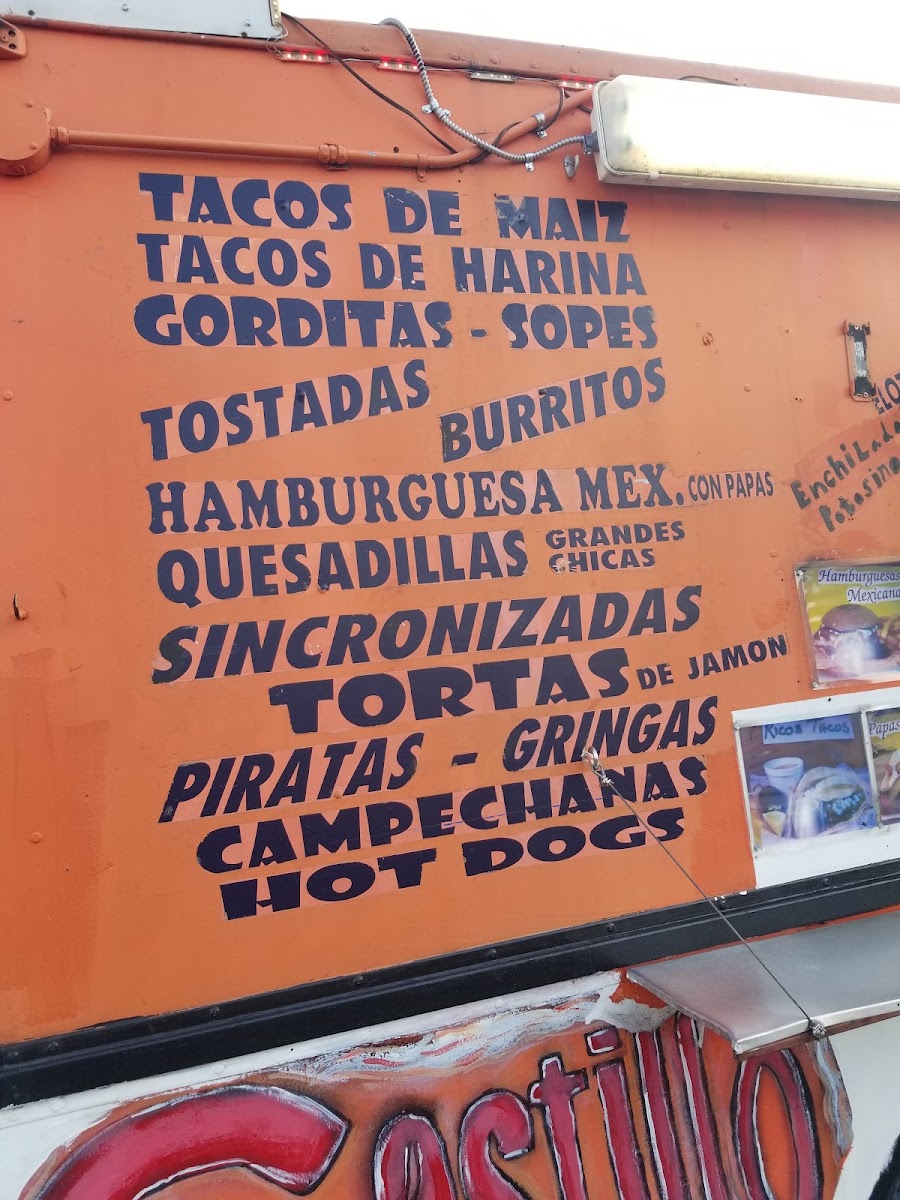 Castillo taqueria la original menu board