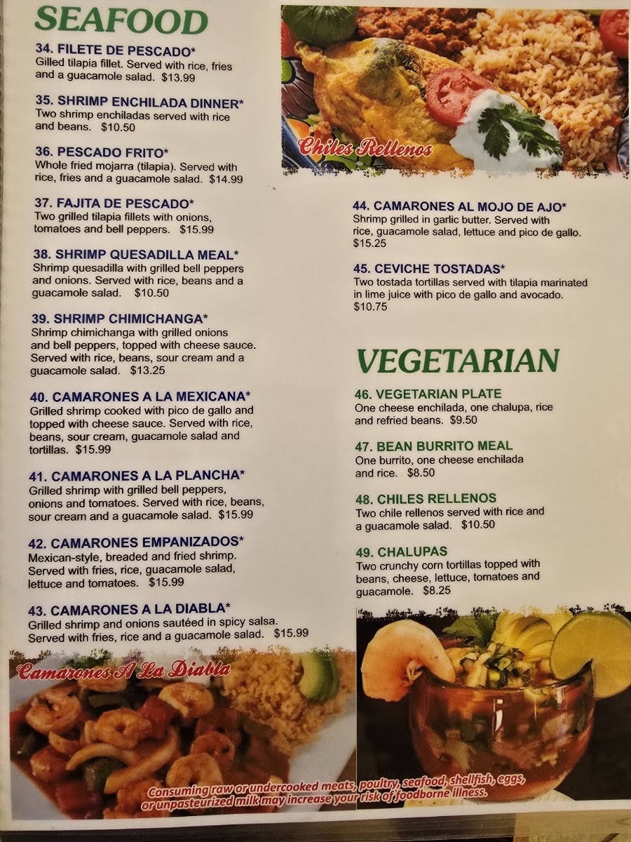 Pancho's | Mexican Restaurant menu board