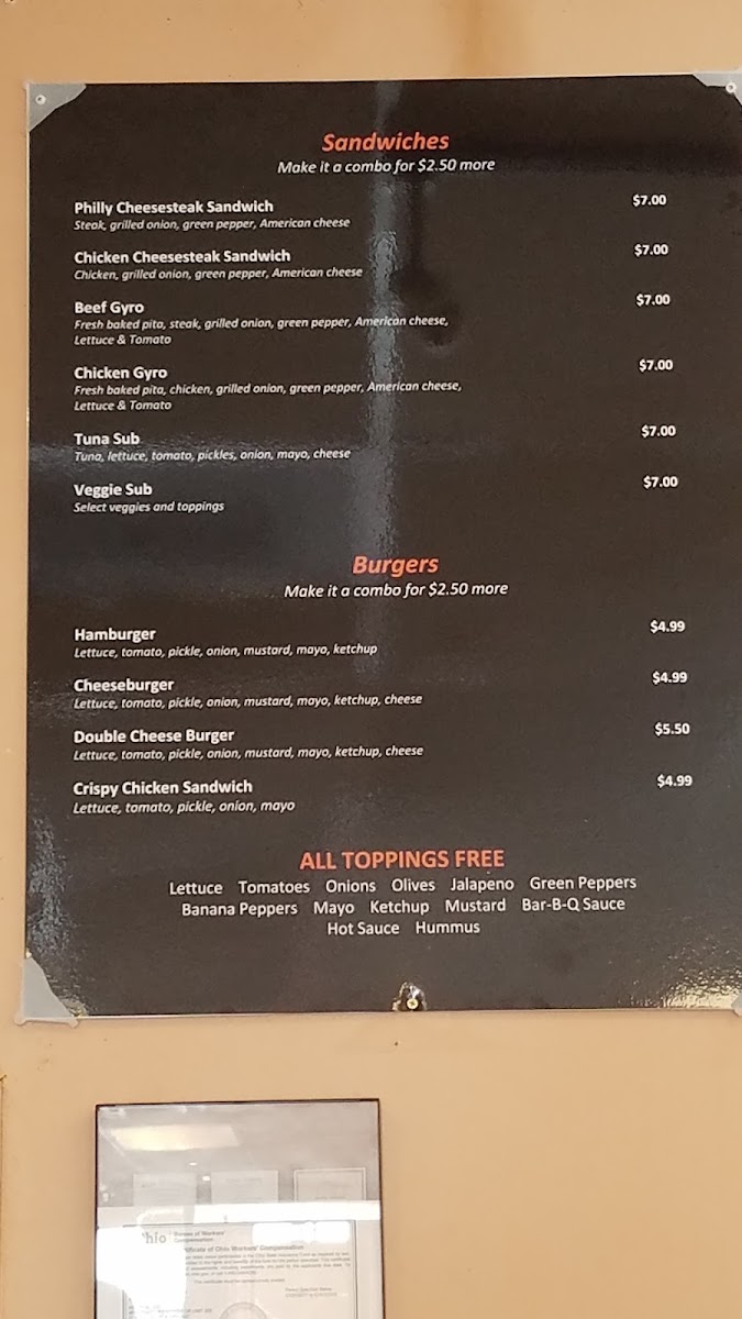 Zongo Link African Restaurant menu board