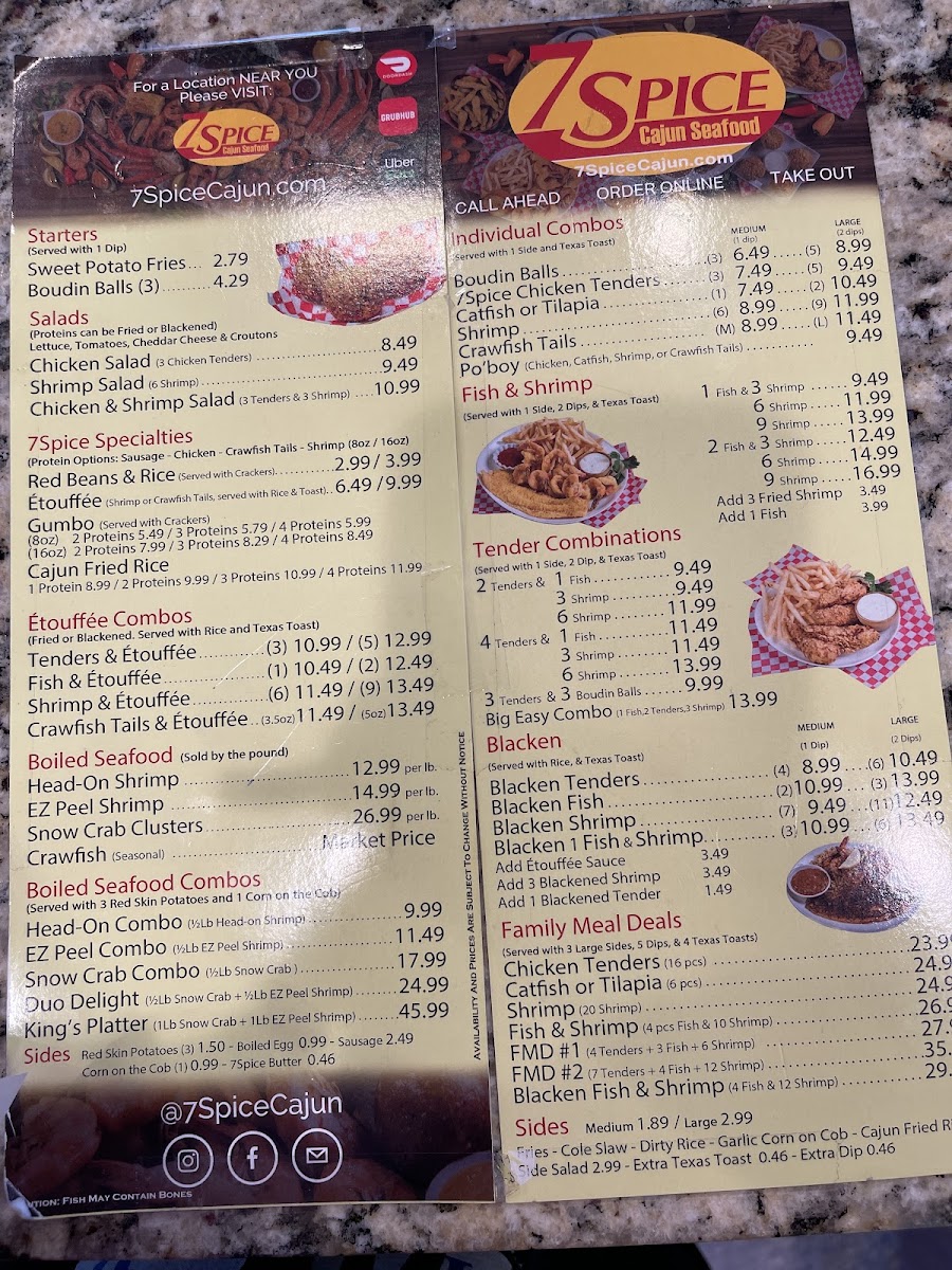7Spice menu board