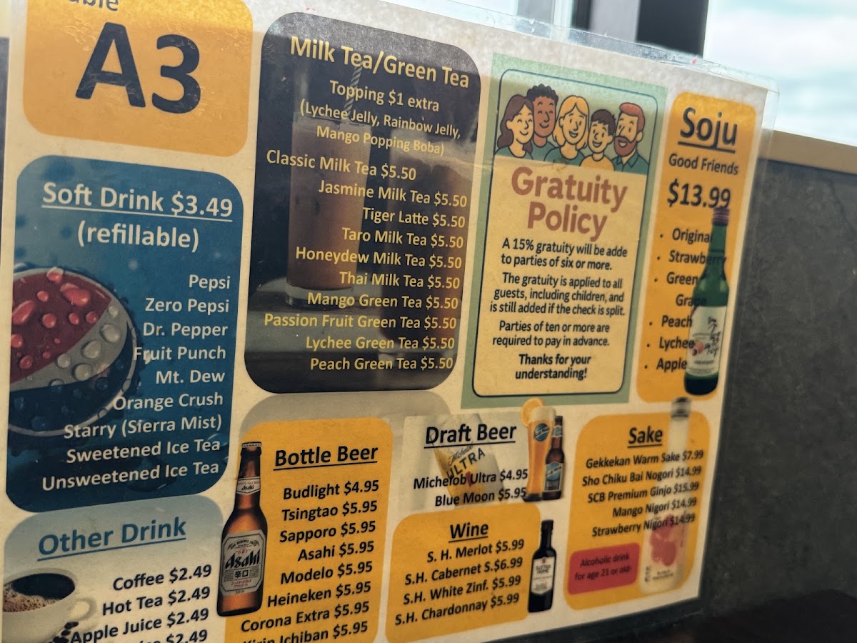 Osaka Bay Buffet menu board