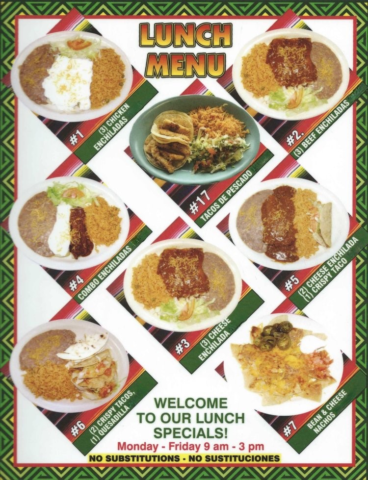 Los Arcos De Jalisco menu board