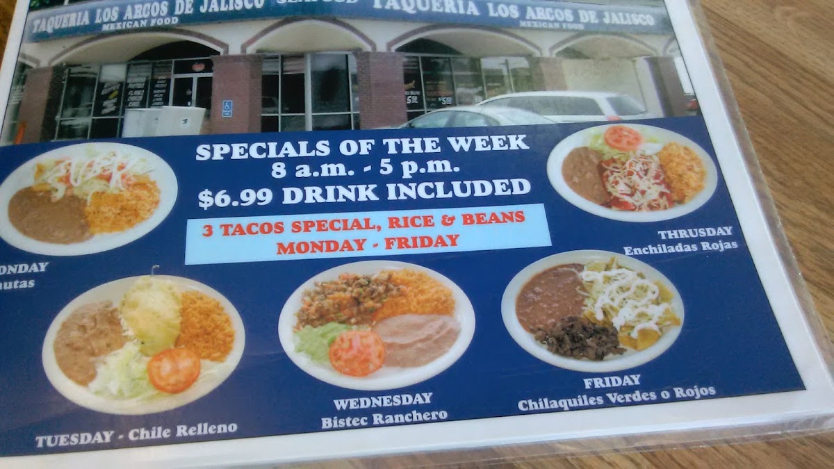 Los Arcos De Jalisco menu board