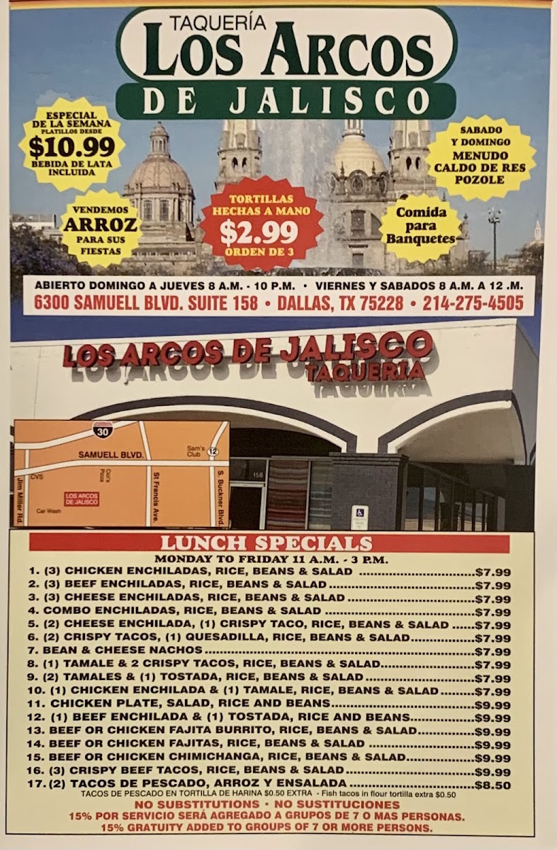 Los Arcos De Jalisco menu board