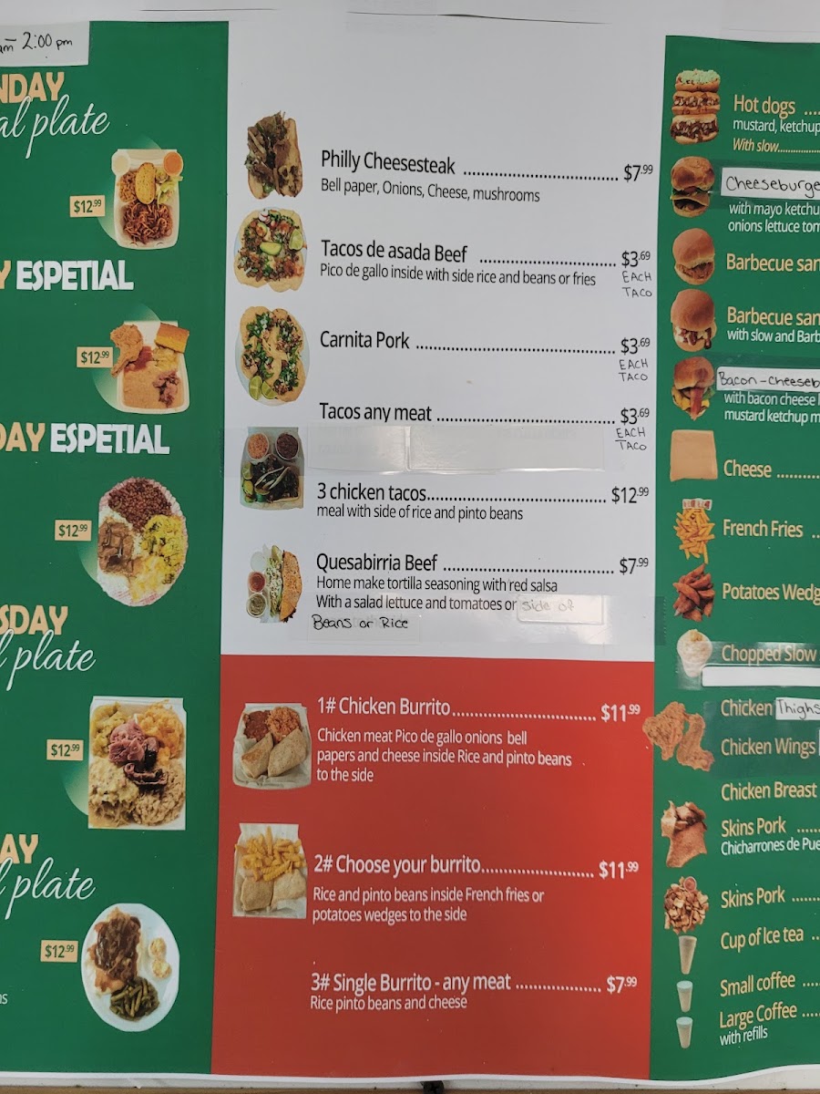 Granny's Recipe Restaurant MX menu board