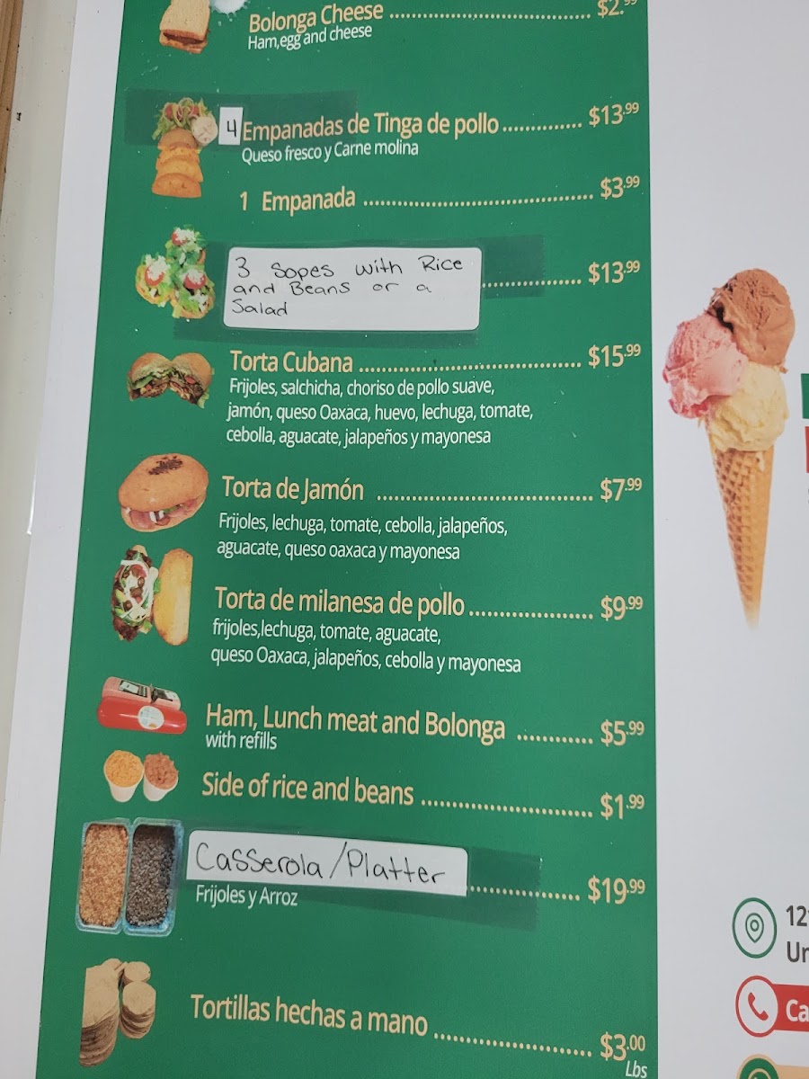 Granny's Recipe Restaurant MX menu board