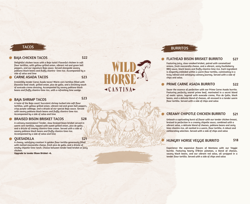 Goat Haunt Saloon menu board