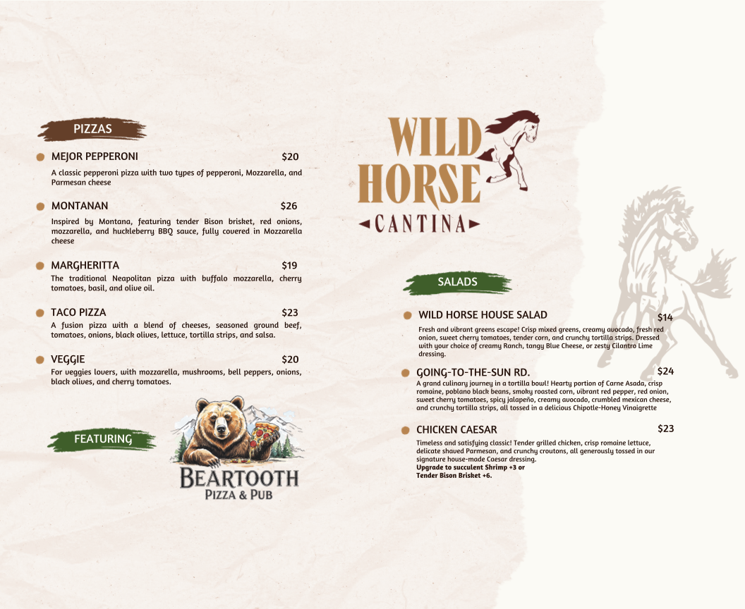 Goat Haunt Saloon menu board