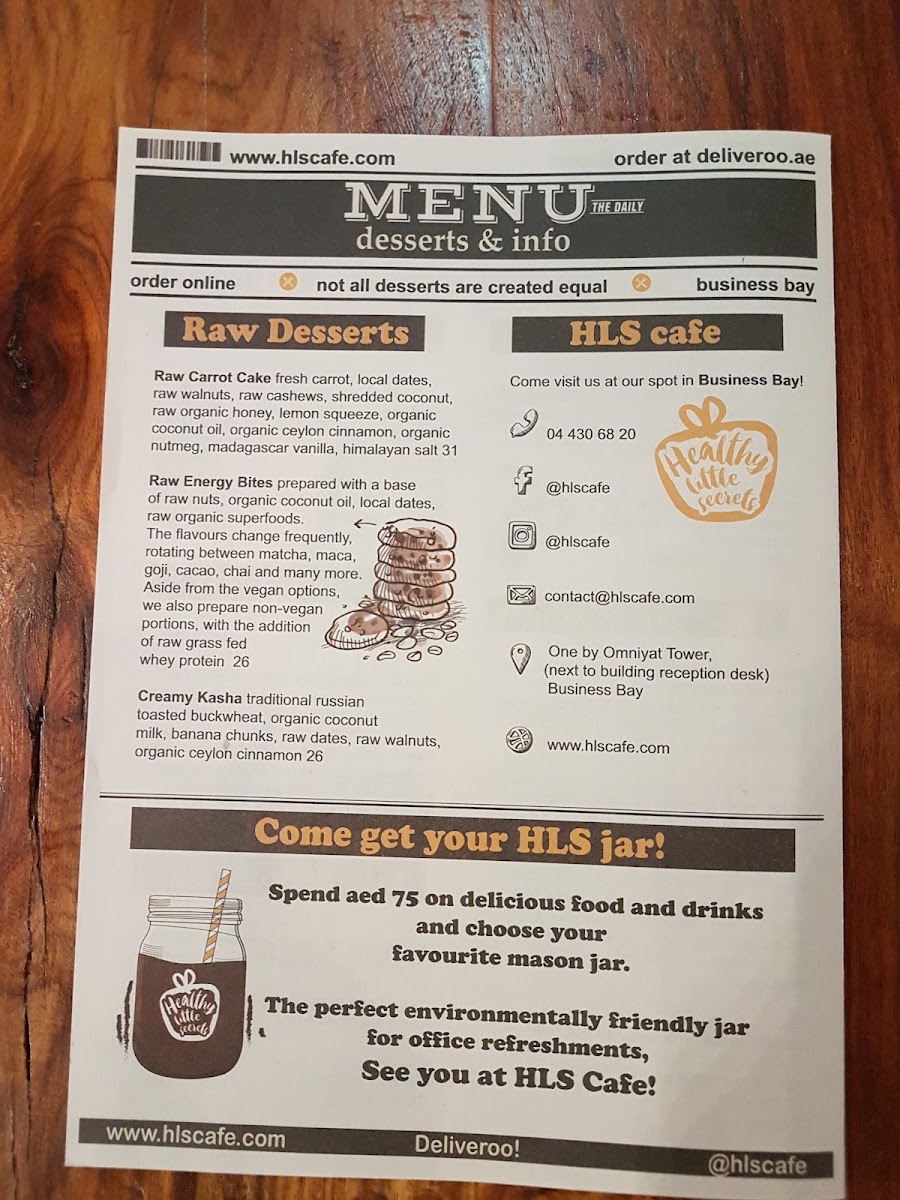 Healthy Little Secrets - Business Bay menu board