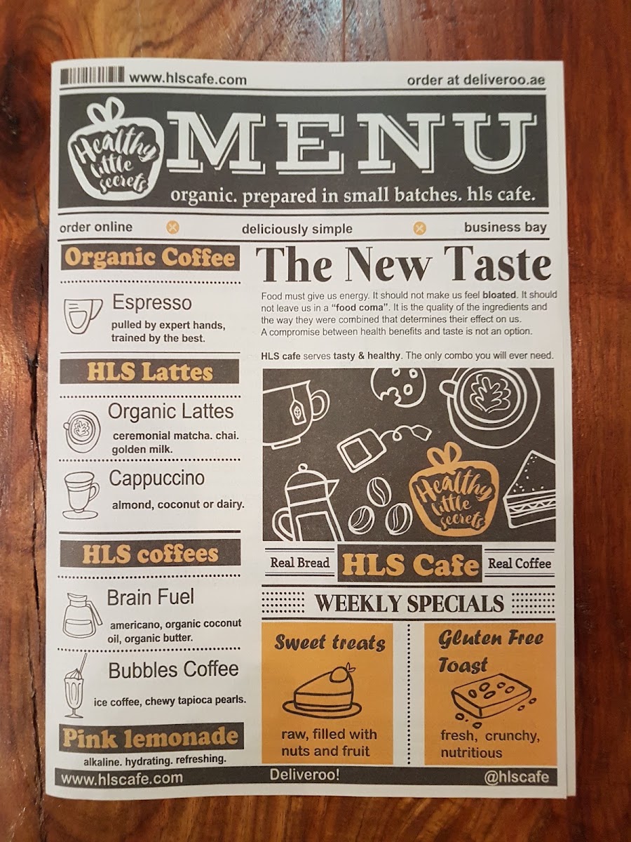 Healthy Little Secrets - Business Bay menu board